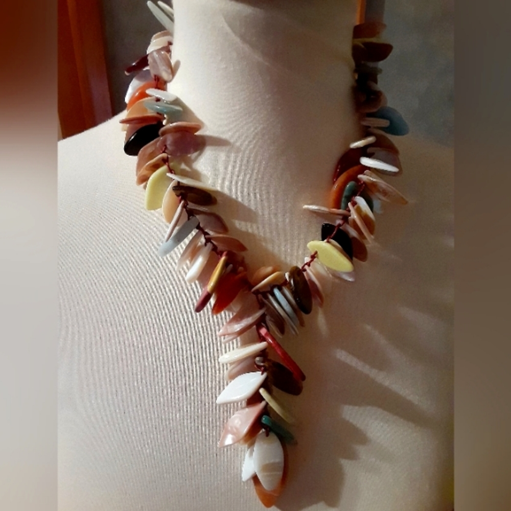 Red and Pink Tribal Spike Necklace